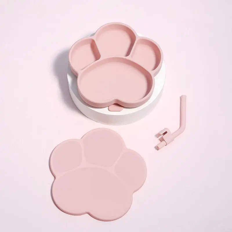 Plato de comedor con garra de gato para niños sin BPA, platos para bebés, cuenco con ventosa de silicona para bebés, juego de vajilla antideslizante para niños