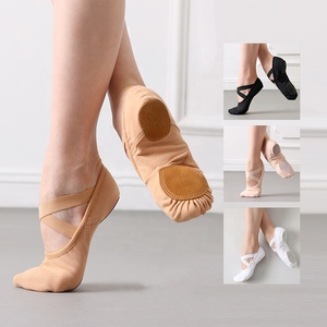 E2514 Chaussons <span class=keywords><strong>de</strong></span> danse classique <span class=keywords><strong>de</strong></span> qualité supérieure Chaussures <span class=keywords><strong>de</strong></span> danse extensibles à semelle fendue en cuir pour femmes et filles Pratique <span class=keywords><strong>de</strong></span> la performance - Product Image 1