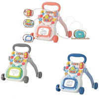 Trotteur pour bébé avec tableau d'écriture planche à dessin multifonctionnelle piano musical voiture de marche marchette pour bébé avec réservoir d'eau