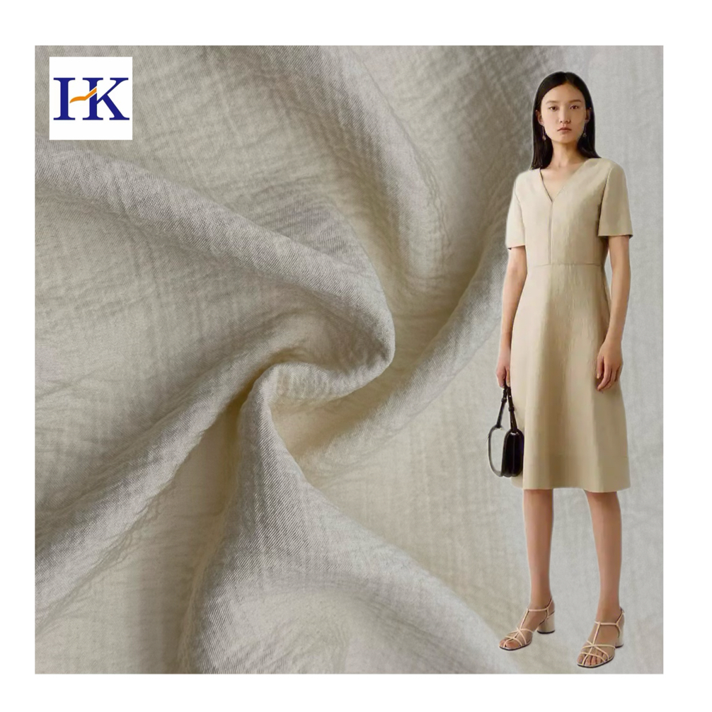 Factory Organic Woven Nylon Rayon Polyester Double-layer Girls' Wrinkled Dress Shirt and Pants Suit Fabric