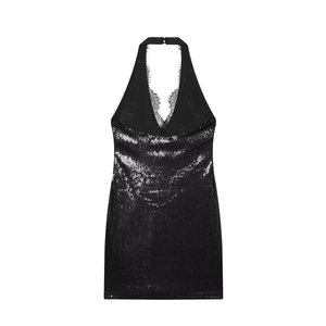 TAOP&ZA Abito da Donna Stile Europeo e Americano Nuovo 2025 Elegante e alla Moda con Paillettes, Collo all'Americana e Scollo a V 6050828 - Product Image 2