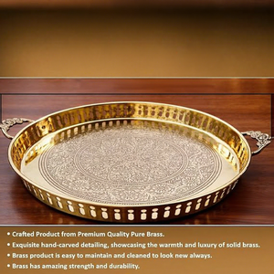 Handcrafted Brass <b>Decorative</b> <b>Tray</b> for Home Decor Elegant Metal Serving <b>Tray</b> with Antique Finish Luxury Table Centerpiece <b>Tray</b> - Product Image 6