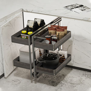 Organizador de Almacenamiento de Cocina de <span class=keywords><strong>Metal</strong></span>, Gabinetes de Despensa, Gabinetes de Cocina Modulares de Madera, Cesta Extraíble, Cierre Suave, Esquina Mágica - Product Image 1