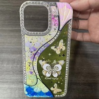 Coque de téléphone en TPU scintillante effet diamant pour iPhone 17 16 15 14 13 12 11 et Samsung A03Core A04E A12 A15, avec motif papillon décoratif