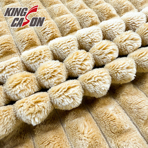 Kingcason <strong>2026</strong> Colombia Hot Sell 100%Polyester Pink Yellow Warm Quick Dry Carving Jacquard <strong>Flannel</strong> Fleece <strong>Fabric</strong> for Blanket - Product Image 4