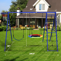 IUNNDS Ensemble de balançoires multifonctionnel pour enfants, pour jardin extérieur, avec paniers de basket, balançoire à sangle, balançoire arbre et échelle d'escalade