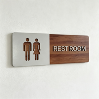 Plaque murale moderne bicolore en bois et métal, écologique, avec lettres 3D, pour toilettes, salle de bain féminine, numéro de maison, ou porte d'hôtel