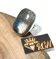 Anillo de piedras preciosas de labradorita de fuego múltiple natural Anillo de labradorita de Plata de Ley 925 Anillo de plata cabujón con cojín
