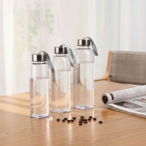 Bouteille d'eau en verre borosilicate à col étroit de haute qualité sans BPA avec couvercle en bambou et manchon en néoprène 500ml/1000ml pour les compléments alimentaires - Product Image 1