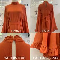 Dernières créations de robes longues turques Abaya pour femmes, vêtements islamiques de Dubaï, robe de soirée modeste à manches bouffantes en mousseline de soie Abaya