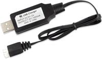 Câble de chargeur USB pour batterie Lipo 7,4 V 2S compatible avec voiture RC SCX24 Gel Blaster, prise XH-3P, cordon de charge intelligent avec LED