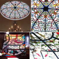 Inspiration marocaine Vitrail Rayon Dômes Plafond Coloré Verre Au Plomb Puits De Lumière Lustre Passe À Travers L'art Dôme En Verre