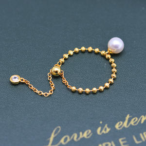 Anillo de Perlas de Agua Dulce de 6-7 mm, Redondas, Blancas, con Luz Intensa, Casi Impecables, para Mujer, Cadena de Plata S925 Ajustable, Simple y Elegante - Product Image 3