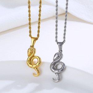 Collana di serpente rosa di moda 18K placcato <span class=keywords><strong>oro</strong></span> in acciaio inossidabile gioielli animali impermeabili serpente collana regalo per donna uomo - Product Image 5