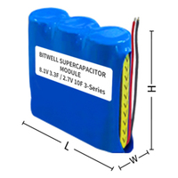 Modul Kapasitor Farad BITWELL 3-Seri Diameter 10mm 8.1V yang Dapat Disesuaikan, Modul Super Kapasitor 3.3F -40~+65 Suhu Operasi
