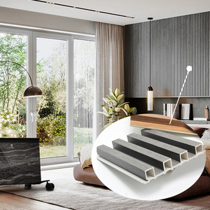 Construcción ligera: <span class=keywords><strong>revestimiento</strong></span> <span class=keywords><strong>interior</strong></span> WPC asequible, resistente al fuego, textura acanalada, calidad impermeable - Product Image 1