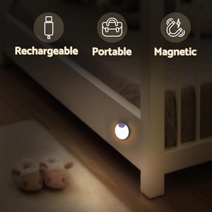 Lampe de nuit LED ultra-mince moderne à capteur, alimentée par piles, pour chambre à coucher et éclairage de placard domestique, lumière LED USB - Product Image 3