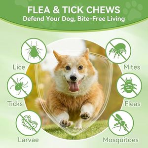 <strong>Flea</strong> <strong>Tick</strong> Prevention <strong>Dog</strong> Soft Chews Natural Immune Support Garlic Powder Vitamins Minerals Skin Coat Health All Breeds Ages - Product Image 2