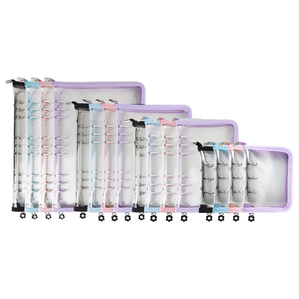 A5 A6B5ミニ詰め替えジャーナルジップバインダーカバーグリッターPVC