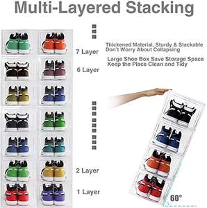 Custom <b>Clear</b> Sneaker Storage Organizer Magnet Transparent Store <b>Display</b> Case Plastic Stackable Acrylic Shoe <b>Box</b> - Product Image 3