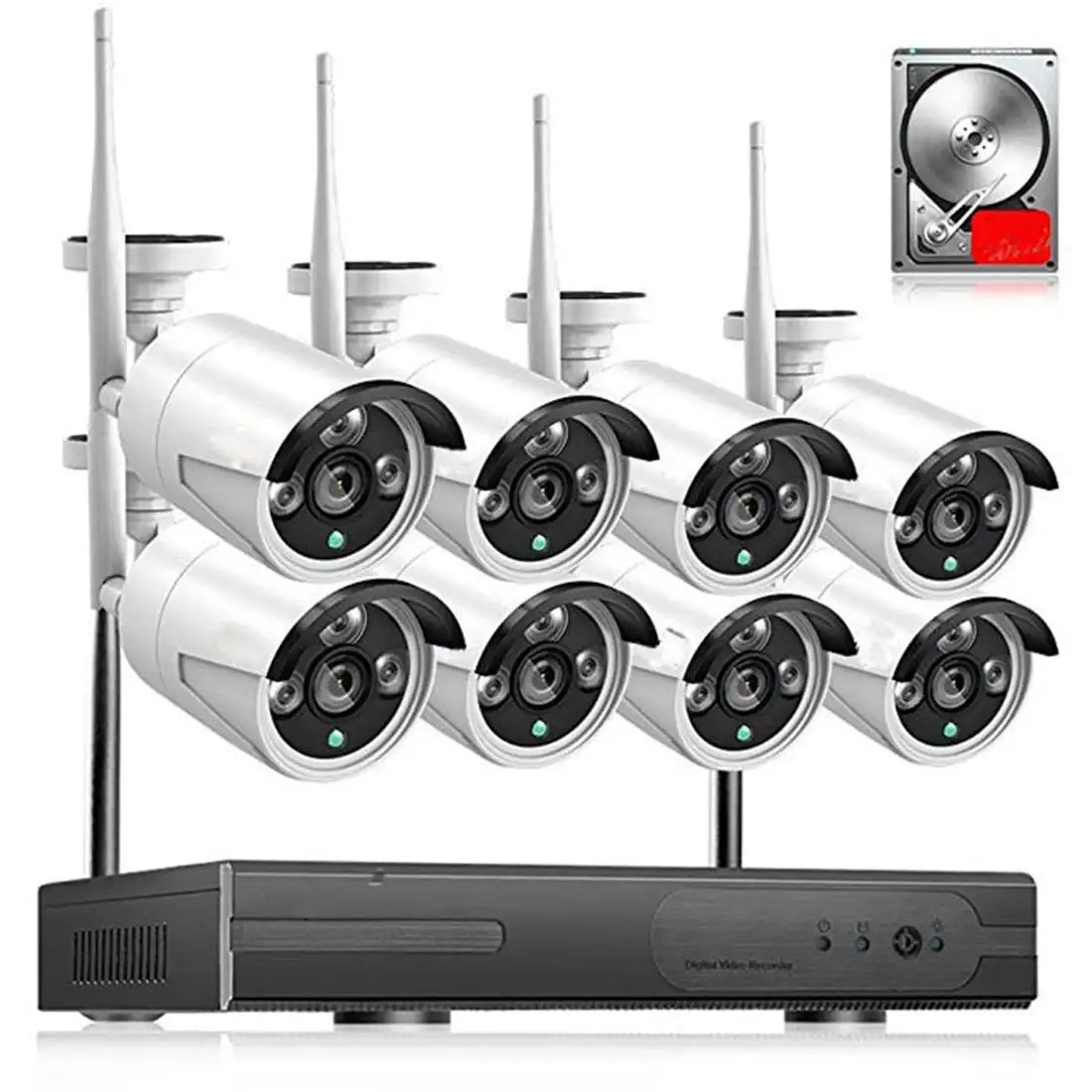 Sistema di telecamere di sicurezza Wireless 2K Kit NVR a 10 canali per esterni/interni 8 telecamere telecamera di sorveglianza WiFi da 3mp per la casa