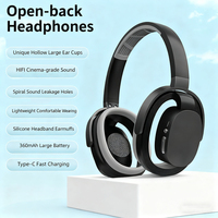 Casque d'écoute Hifi à dos ouvert Casque d'écoute sans fil BT5.4 léger et confortable avec un design creux unique Grandes oreillettes