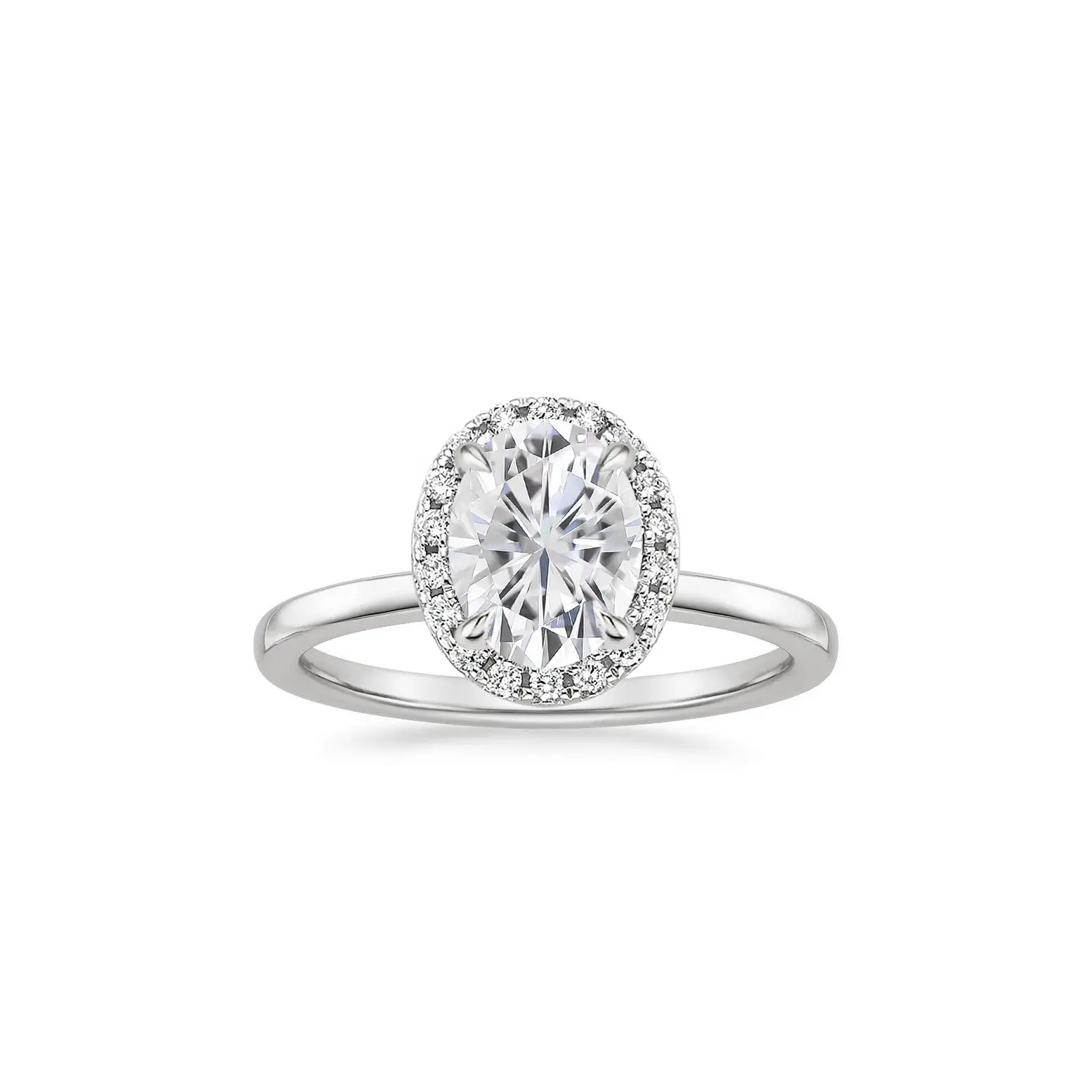 Nhà Máy Giá 1.5ct hình bầu dục moissanite vòng 14K vàng trắng Nhẫn vvs kim cương engagement moissanite nhẫn cho phụ nữ Quà Tặng