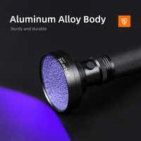 Lampe torche UV industrielle 395nm en alliage d'aluminium IP44 rechargeable avec lumière noire pour la détection de taches d'animaux, d'argent, de minerais et de scorpions