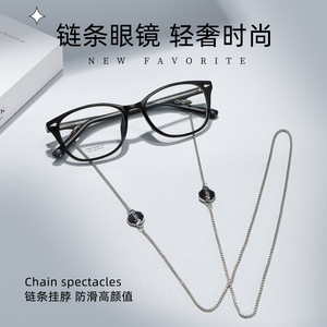 MOonCoo Monturas de Gafas de Acetato Ojo de Gato con Correa de Cadena Unisex, Lentes de Resina de Montura Completa, Tendencia de Moda - Product Image 3