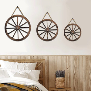 KingWin Wooden Wall Hanging Horse <b>Wheel</b> Decor Circular Retro Style For Bedroom Living Room Home Decor - Product Image 2