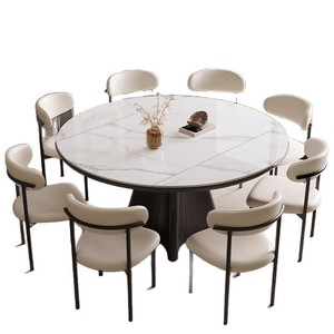 Italian Style <b>Round</b> Extendable Dining <b>Table</b> Modern Simple Light Luxury Design For Small Homes And Apartments ZJ-FTX - Product Image 5