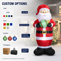 Figurine de Père Noël gonflable personnalisée, avec boules de Noël éclairées par LED, adaptée aux décorations de Noël en plein air dans le jardin.