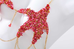 <span class=keywords><strong>Top</strong></span> de Lencería Rojo Brillante con Joyería Corporal de Estrella de Mar, Chaleco de Moda, Estilo Tailandés de Verano, Cadena Ajustable para el Pecho - Product Image 4