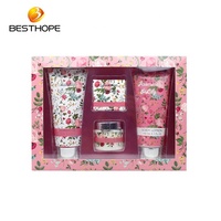 Vente en gros boîte à fleurs personnalisée de haute qualité lotion corporelle blanchissante naturelle brume de parfum gel douche ensemble cadeau pour les femmes