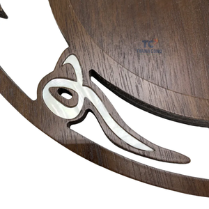 Vente d'usine Ramadan Eid cadeau rond en bois d'acacia vadrouille incrustation chocolat plateau de service nacre incrustation Dessert plateau de service - Product Image 4