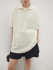 Cotton Polo Shirts Women Heavyweight Streetwear Loose Fit Polo Shirt Ladies <b>Drop</b> Shoulder Summer Polo T Shirts Women's - Product Image 5