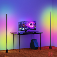 Lampe d'angle au sol, lampe d'angle LED RGB intelligente avec base en marbre pour chambre à coucher, salon, bureau