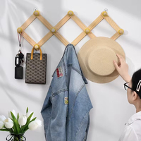 Porte-chapeaux mural extensible avec 10 crochets, support télescopique en forme de losange pour vêtements