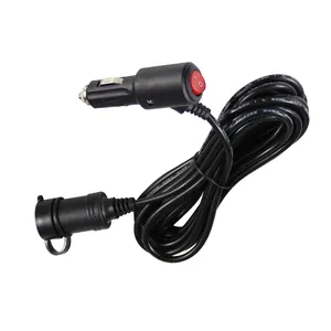 Power Socket Cigar Jack Molding Charger with switch Bullet Plug Booster 12V Car Male To Female Cigarette Lighter Cable