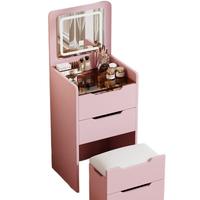 Table de maquillage moderne et simple en bois avec LED, design rabattable, armoire de rangement multifonctionnelle, table de chevet durable pour salon