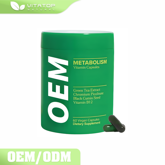 OEM Women's METABOLISM Dietary Supplement 60 Vegan Capsules Green Tea Extract Chromium Picolinate Black Cumin Seed Vitamin B12