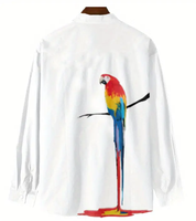 Lässige lose Papagei 3D-gedruckte Muster Täglich einfaches Sport Beach Button-Down-Shirt für Männer