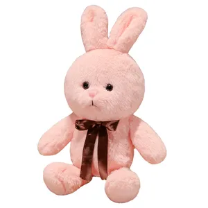 40 ס""מ סופר רך מחופף ארנב פסחא צעצוע קטיפה ארנב צבעוני צעצועי ממולאים עם קשת
