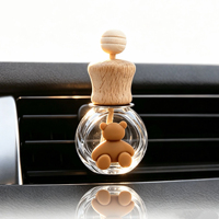 Bouteille diffuseur de parfum pour voiture en verre rond avec bouchon en bois, modèle universel, 10 ml, pour désodorisant liquide, vente en gros