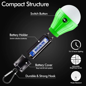 Portable LED Camping <b>Lantern</b> – Battery Operated, Collapsible / <b>Mini</b>, Multicolor RGB, Waterproof – Emergency Tent Lamp for Hiking - Product Image 5