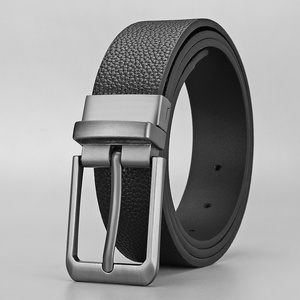 Cinto Casual de Negócios Masculino com Fivela Rotativa Dupla Face, Padrão de Pedra Lychee, Acessório Decorativo para Jovens em Liga - Product Image 6