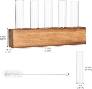 Stations de propagation, terrarium pour plantes avec support en bois, 5 vases en verre en forme de tubes à essai, cadeaux d'anniversaire pour femmes, mamans, amateurs de plantes - Product Image 2