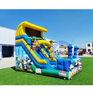 Toboggan Gonflable Sec Thème Aventure Tropicale Dessin Animé avec Palmiers pour Fêtes d'Enfants et <span class=keywords><strong>Location</strong></span> Commerciale pour Carnavals - Product Image 4