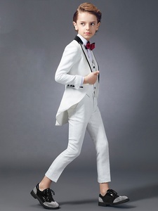 Enfants smoking porter Style moderne Western passerelle <span class=keywords><strong>blanc</strong></span> 5 pièces grand garçon fête de mariage hôte garçon costumes - Product Image 3