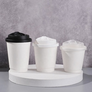 แก้วกาแฟกระดาษคราฟท์แบบใช้แล้วทิ้งสำหรับเครื่องดื่มร้อน แก้วกระดาษสองชั้นพร้อมฝาพลาสติก - Product Image 5